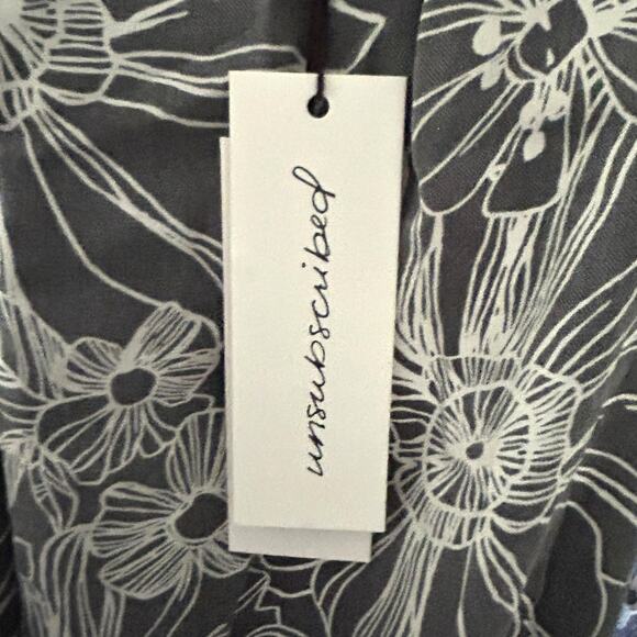 Unsubscribed Silk Floral Dress Maxi Halter White Grey Medium - Picture 7 of 8